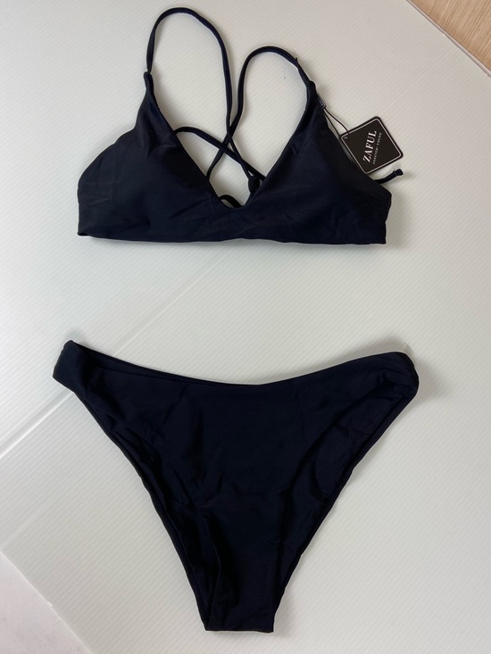 Zaful Other - ZAFUL Black Bikini Set Medium Triangle Top High Cut Bottom NWT
